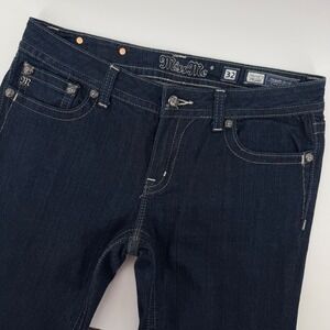Miss Me Straight Jeans Womens 32 Dark Blue Fleur De Lis Embellished